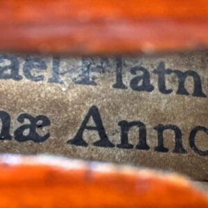 Old violin, labeled Michael Platner fecit Romae Anno 1745